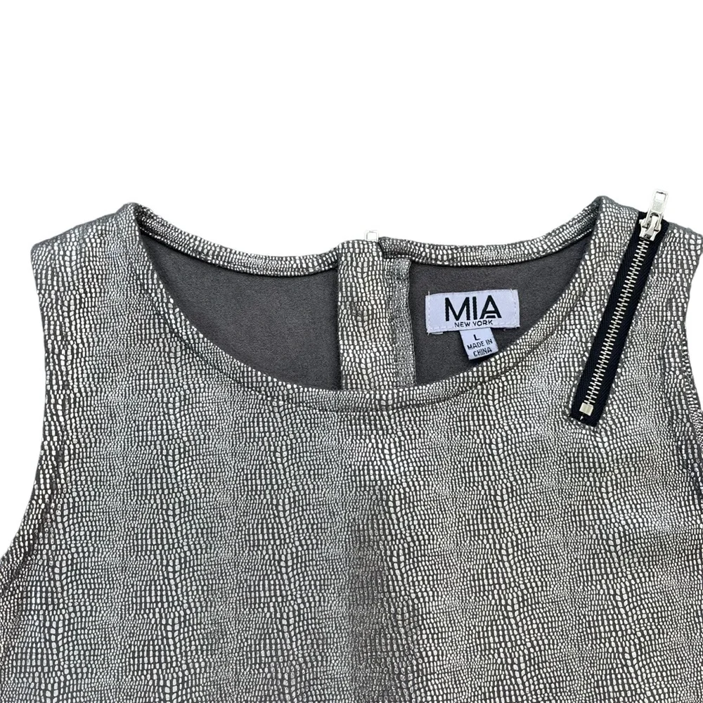 Mia New York Girl’s Size Large‎ Silver Metallic Zip Detail Snakeskin Print Dress